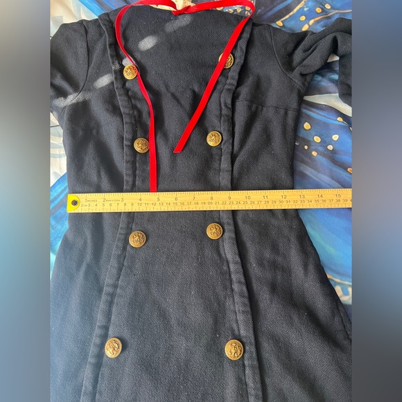 Chic Navy Double-Breasted Long Sleeve Dress - Picture 7 of 8